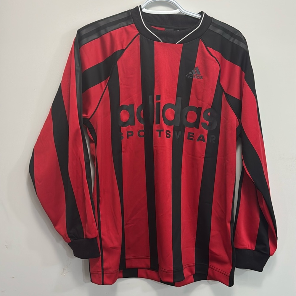 $5- Adidas stripe shirt size small, color red and  black - new without tag